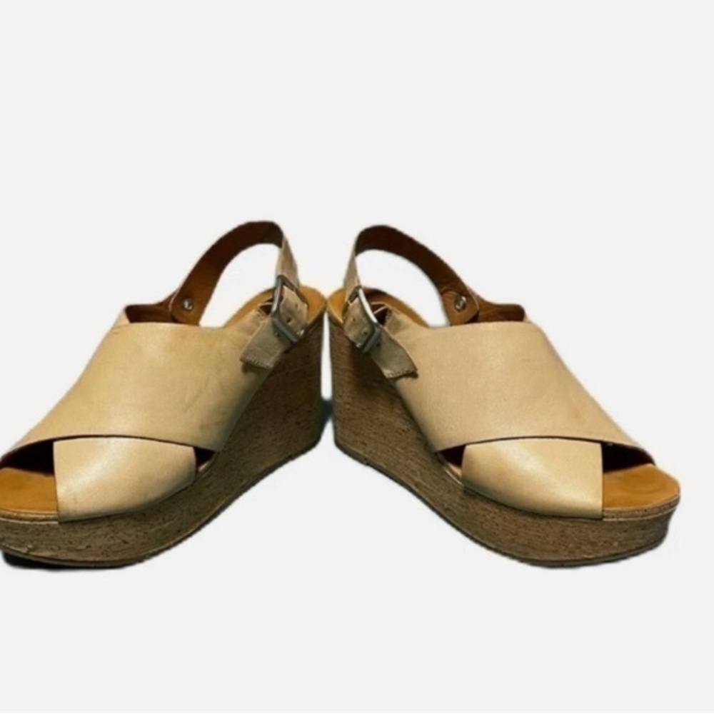BC Footwear tan wedge sandals size 6